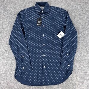 Bonobos Jetsetter Dress Shirt Mens 15 Slim Fit Blue Micro Seahorse Stretch New